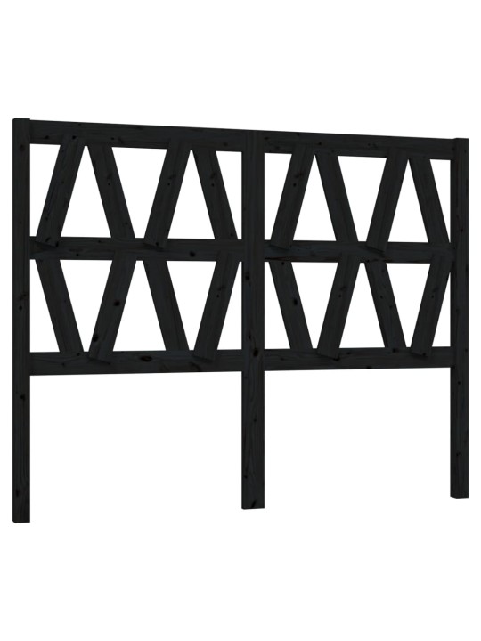Gultas galvgalis, melns, 126x4x100 cm, priedes masīvkoks