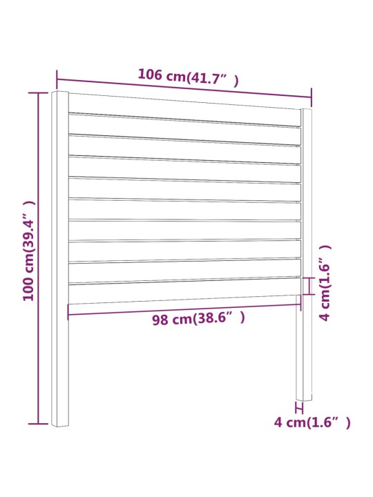 Gultas galvgalis, medus brūns, 106x4x100 cm, priedes masīvkoks