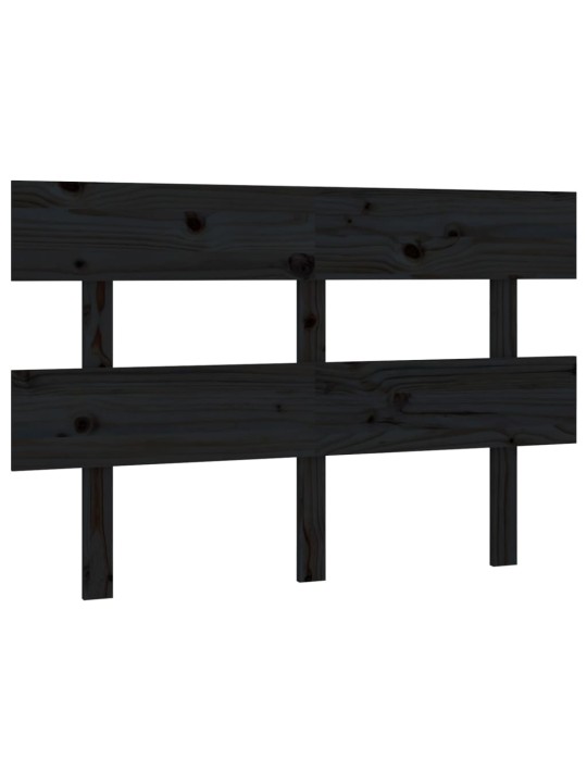 Gultas galvgalis, melns, 124x3x81 cm, priedes masīvkoks
