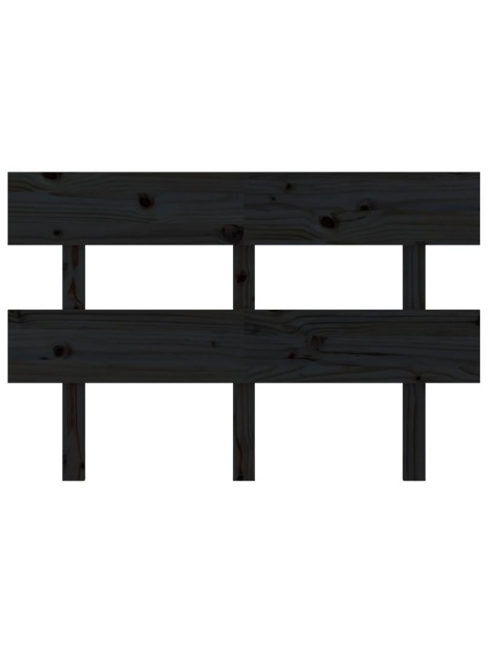 Gultas galvgalis, melns, 124x3x81 cm, priedes masīvkoks