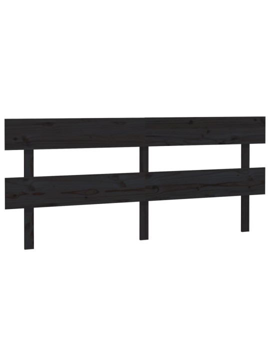Gultas galvgalis, melns, 204x3x81 cm, priedes masīvkoks