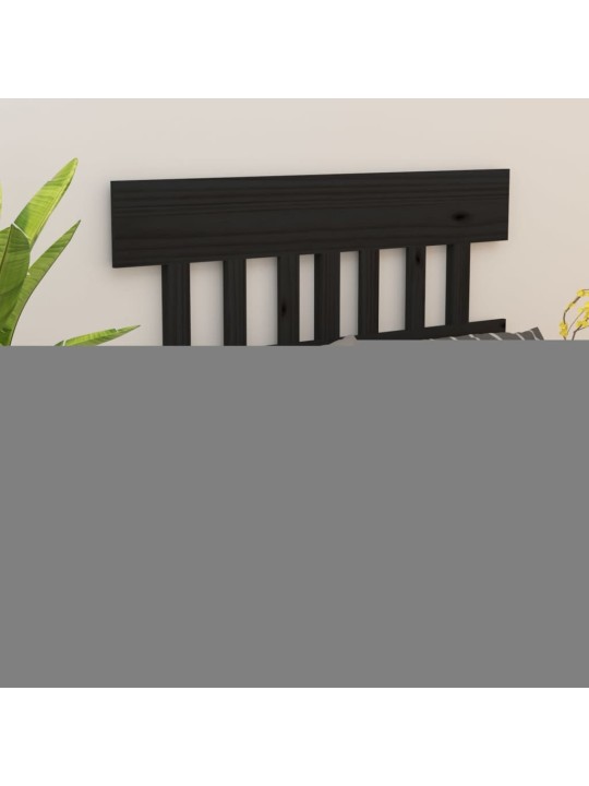 Gultas galvgalis, melns, 123,5x3x81 cm, priedes masīvkoks