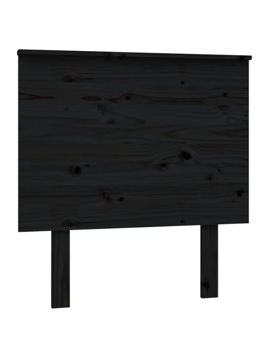 Gultas galvgalis, melns, 79x6x82,5 cm, priedes masīvkoks