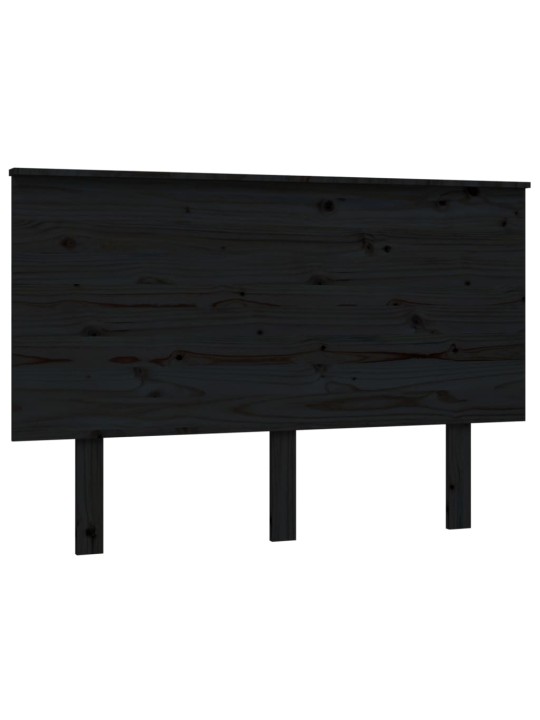 Gultas galvgalis, melns, 124x6x82,5 cm, priedes masīvkoks