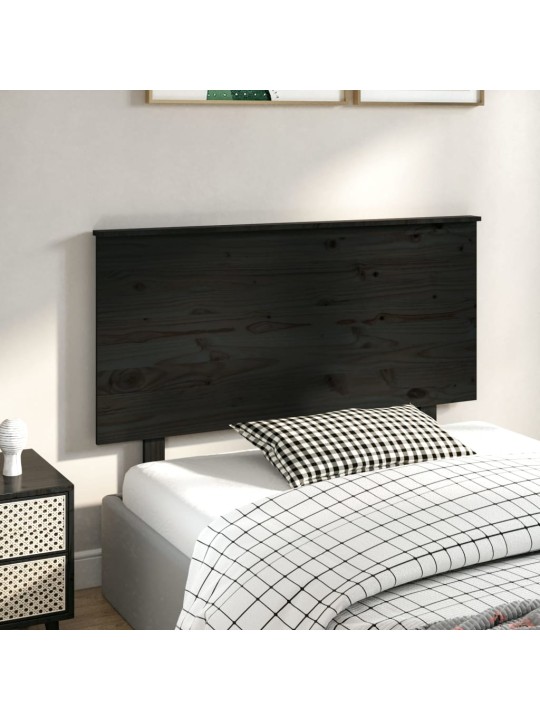 Gultas galvgalis, melns, 124x6x82,5 cm, priedes masīvkoks
