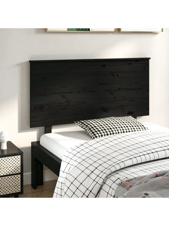 Gultas galvgalis, melns, 124x6x82,5 cm, priedes masīvkoks