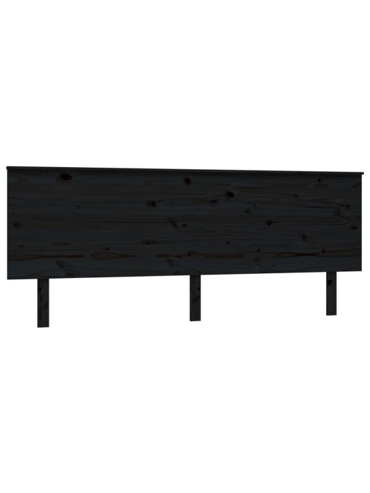 Gultas galvgalis, melns, 204x6x82,5 cm, priedes masīvkoks