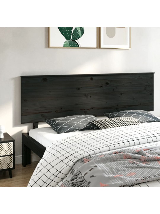 Gultas galvgalis, melns, 204x6x82,5 cm, priedes masīvkoks