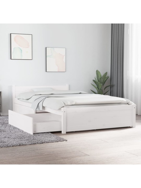 Gultas rāmis ar atvilktnēm, balta, 100x200 cm