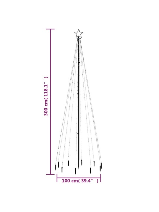 Ziemassvētku egle ar pīķi, 310 krāsainas LED, 300 cm