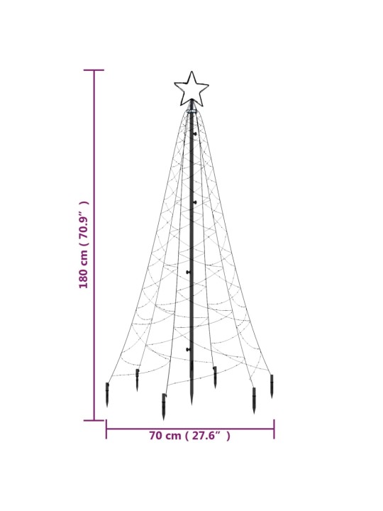 Ziemassvētku egle ar pīķi, 200 zilas led, 180 cm