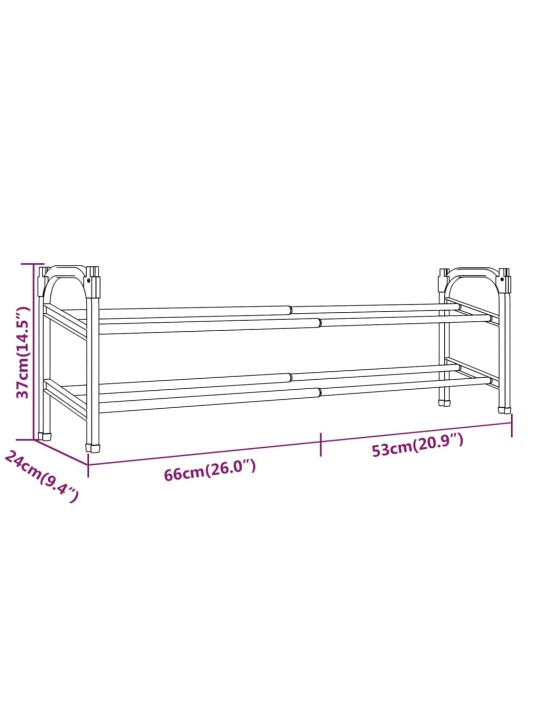 Izvelkams apavu plaukts ar 2 plauktiem, 119x24x37 cm