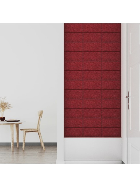 Sienas paneļi, 12 gab., vīnsarkani, 30x15 cm, audums, 0,54 m²