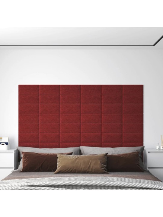 Sienas paneļi, 12 gab., vīnsarkani, 30x15 cm, audums, 0,54 m²