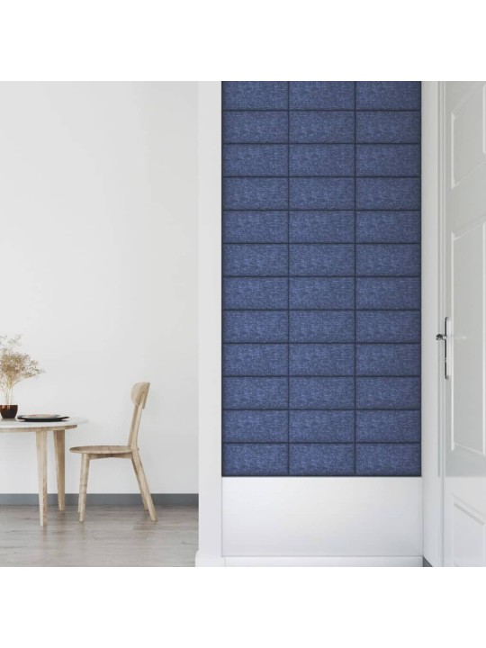 Sienas paneļi, 12 gab., zili, 30x15 cm, audums, 0,54 m²