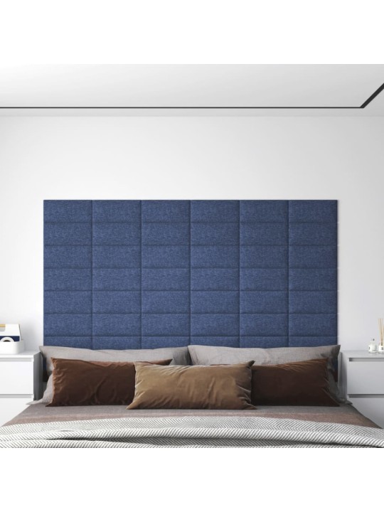 Sienas paneļi, 12 gab., zili, 30x15 cm, audums, 0,54 m²