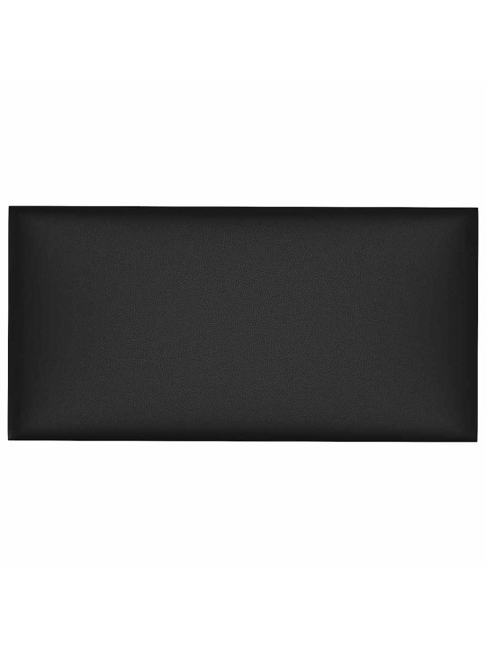 Sienas paneļi, 12 gab., melni, 30x15 cm, mākslīgā āda, 0,54 m²