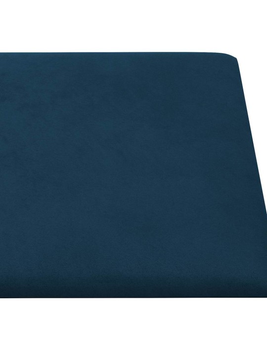 Sienas paneļi, 12 gab., zili, 30x15 cm, samts, 0,54 m²