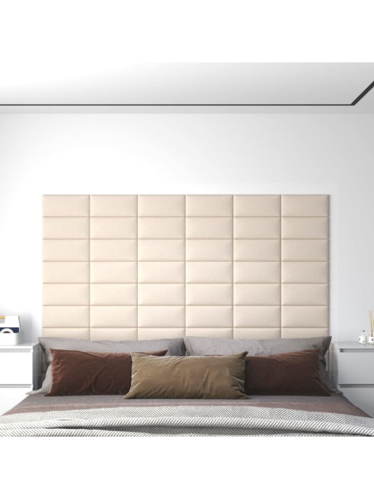 Sienas paneļi, 12 gab., krēmkrāsas, 30x15 cm, samts, 0,54 m²