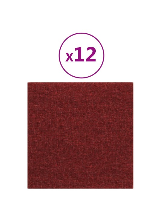 Sienas paneļi, 12 gab., vīnsarkani, 30x30 cm, audums, 1,08 m²