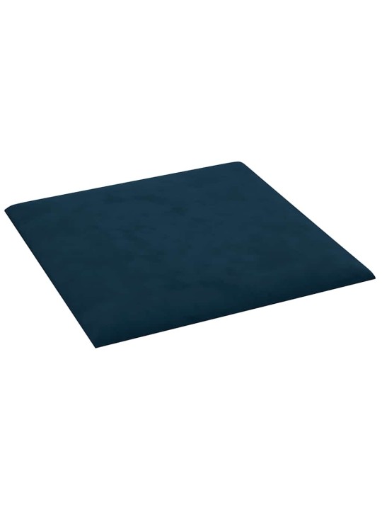 Sienas paneļi, 12 gab., zili, 30x30 cm, samts, 1,08 m²