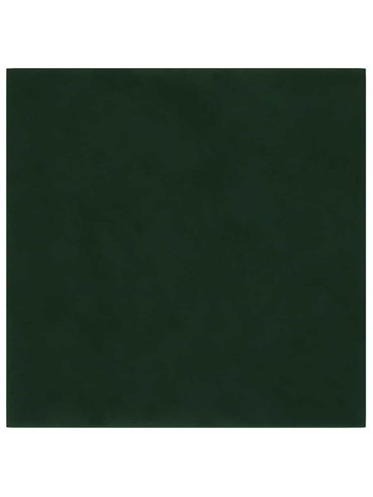 Sienas paneļi, 12 gab., tumši zaļi, 30x30 cm, samts, 1,08 m²