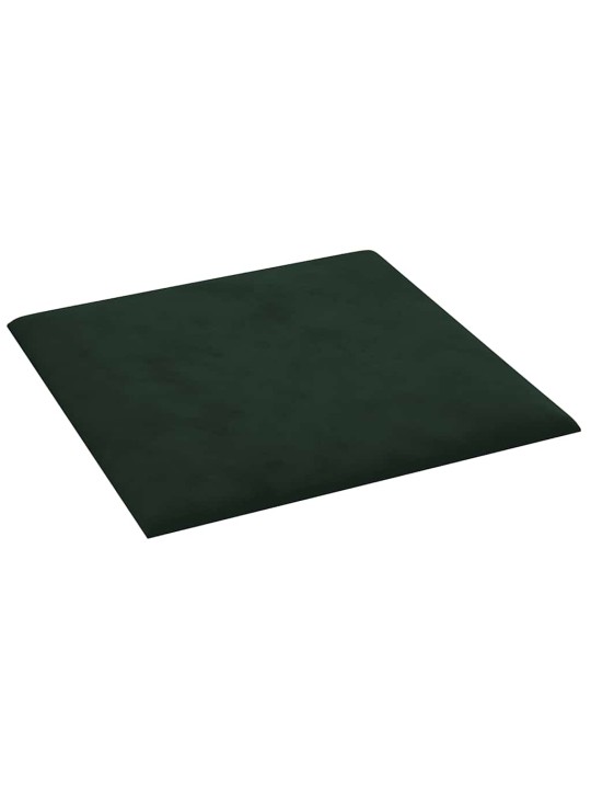 Sienas paneļi, 12 gab., tumši zaļi, 30x30 cm, samts, 1,08 m²
