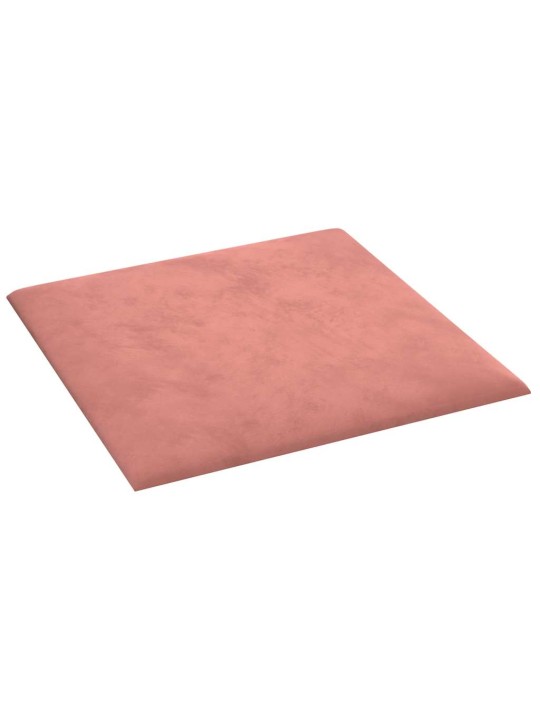 Sienas paneļi, 12 gab., rozā, 30x30 cm, samts, 1,08 m²