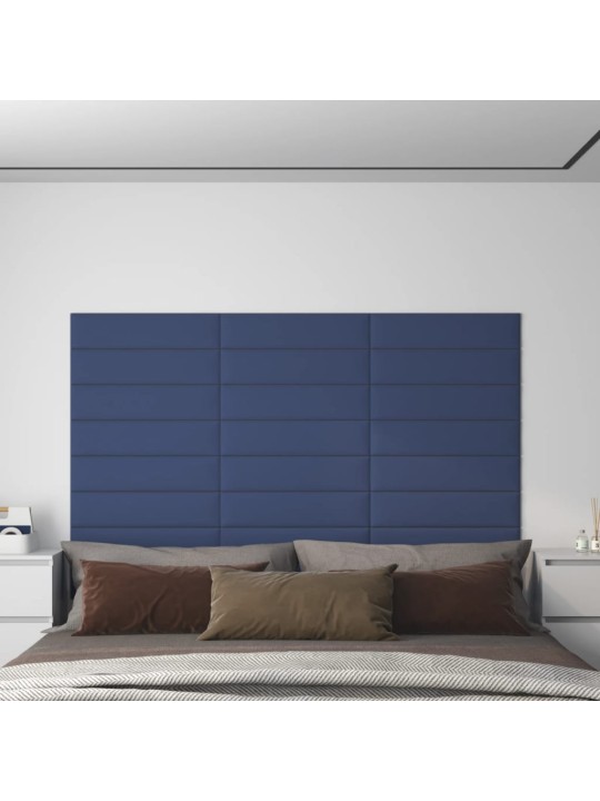 Sienas paneļi, 12 gab., zili, 60x15 cm, audums, 1,08 m²
