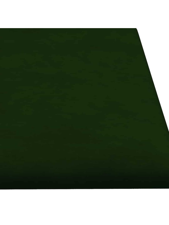 Sienas paneļi, 12 gab., tumši zaļi, 60x15 cm, samts, 1,08 m²