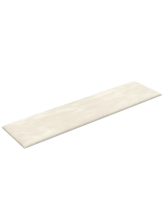 Sienas paneļi, 12 gab., krēmkrāsas, 60x15 cm, samts, 1,08 m²