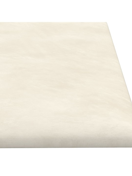 Sienas paneļi, 12 gab., krēmkrāsas, 60x15 cm, samts, 1,08 m²
