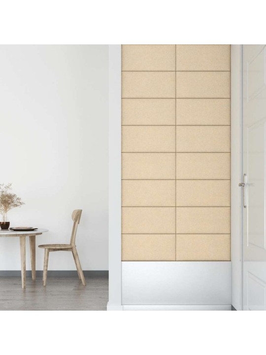 Sienas paneļi, 12 gab., krēmkrāsas, 60x30 cm, audums, 2,16 m²