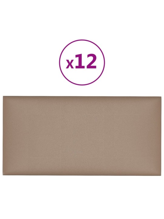 Sienas paneļi, 12 gab., 60x30 cm, mākslīgā āda, 2,16 m²