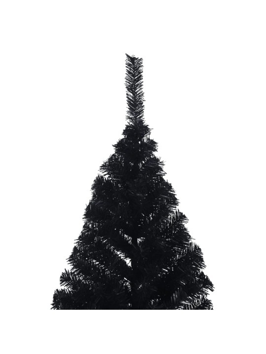 Mākslīgā ziemassvētku egle ar statīvu, pusapaļa, 210 cm, melna
