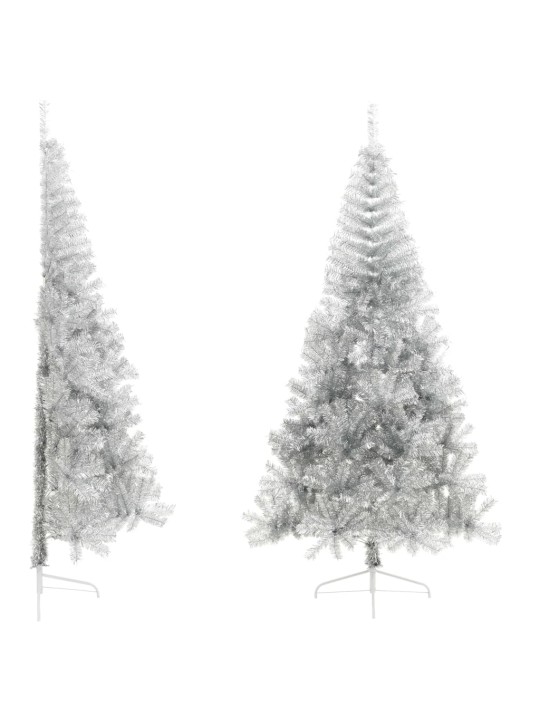 Mākslīgā ziemassvētku egle ar statīvu, 210 cm, sudrabaina, pet