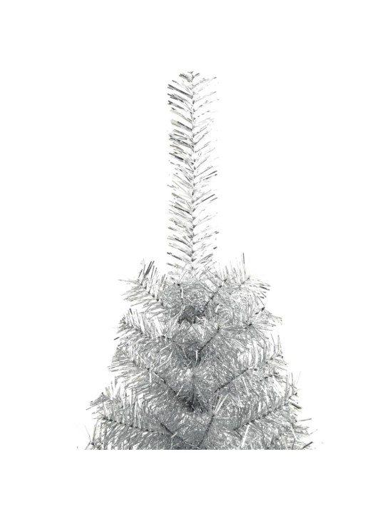 Mākslīgā ziemassvētku egle ar statīvu, 210 cm, sudrabaina, pet