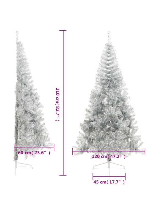 Mākslīgā ziemassvētku egle ar statīvu, 210 cm, sudrabaina, pet