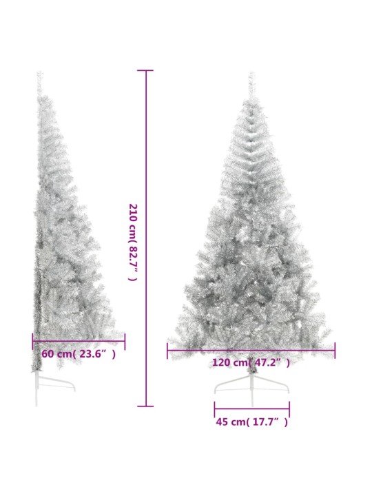 Mākslīgā ziemassvētku egle ar statīvu, 210 cm, sudrabaina, pet