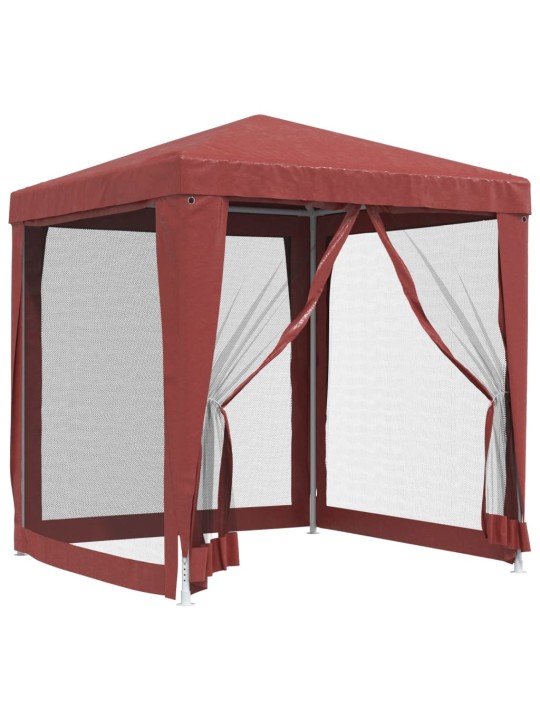 Svinību telts, ar 4 sieta sienām, 2x2 m, sarkana, hdpe