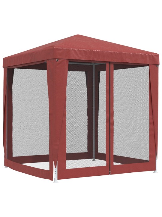 Svinību telts, ar 4 sieta sienām, 2x2 m, sarkana, hdpe