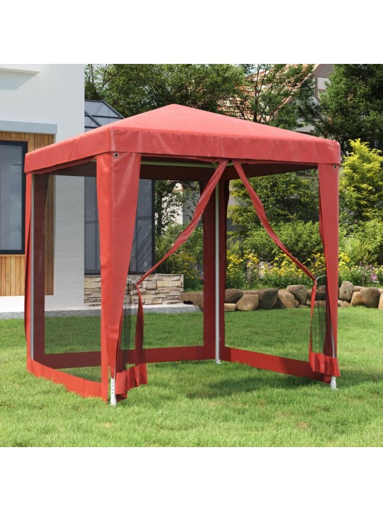 Svinību telts, ar 4 sieta sienām, 2x2 m, sarkana, hdpe