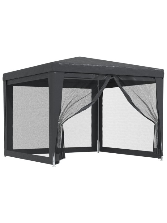 Svinību telts, ar 4 sieta sienām, 3x3 m, pelēka, hdpe