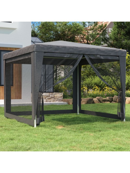 Svinību telts, ar 4 sieta sienām, 3x3 m, pelēka, hdpe