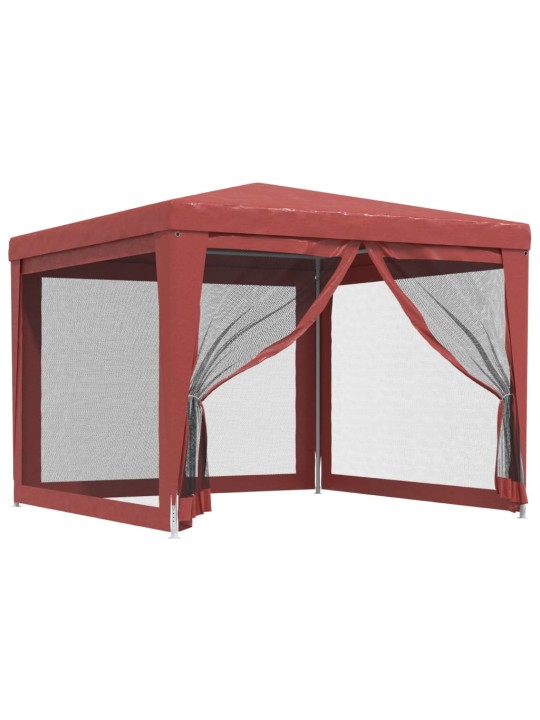 Svinību telts, ar 4 sieta sienām, 3x3 m, sarkana, hdpe