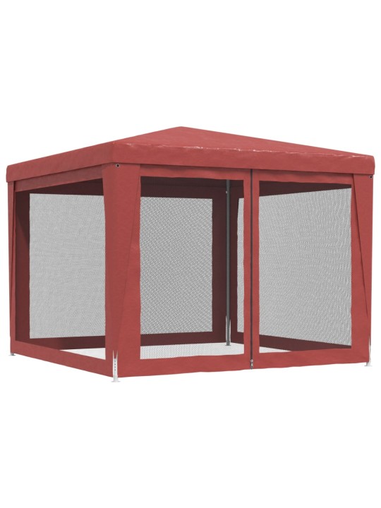 Svinību telts, ar 4 sieta sienām, 3x3 m, sarkana, hdpe