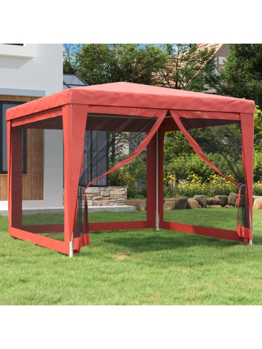 Svinību telts, ar 4 sieta sienām, 3x3 m, sarkana, hdpe
