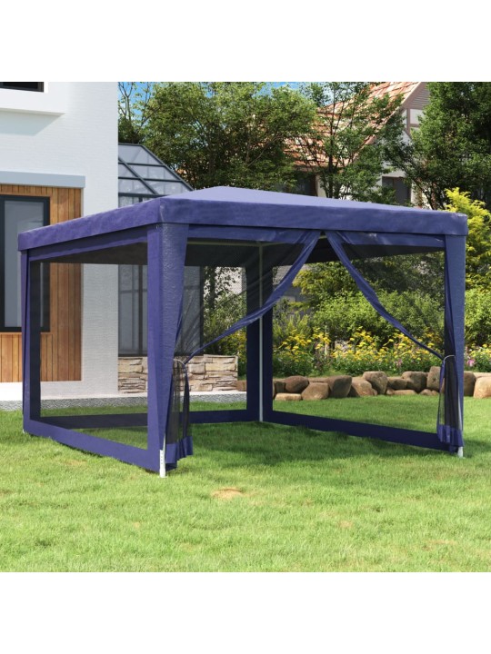 Svinību telts, ar 4 sieta sienām, 3x4 m, zila, hdpe