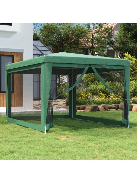 Svinību telts, ar 4 sieta sienām, 3x4 m, zaļa, hdpe