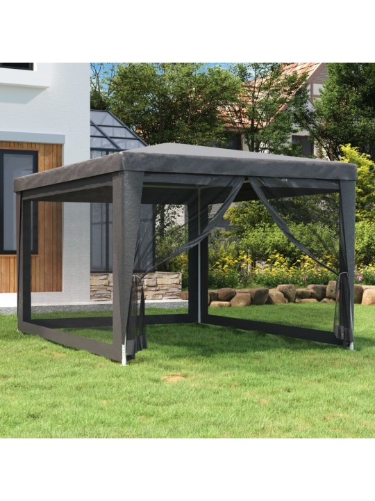 Svinību telts, ar 4 sieta sienām, 3x4 m, antracītpelēka, hdpe